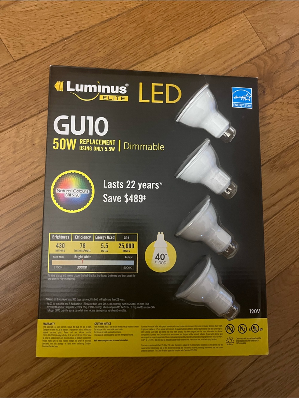 Luminus ELITE GU10 LED Bulb 4 Pack - dimmable